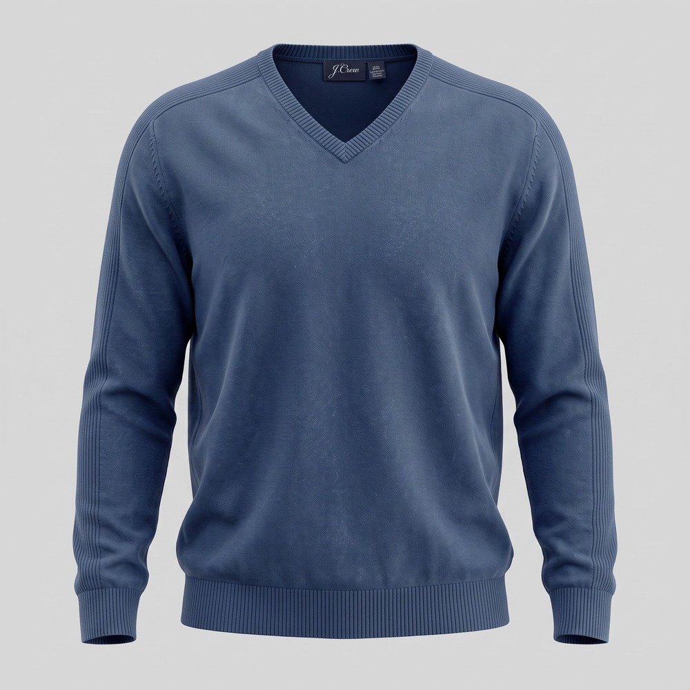 Jack Nicklaus Mens XXL Navy Blue Cotton V-Neck Sweater Golden Bear Ribbed